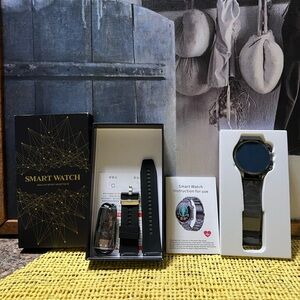 Smart Watch with Black and Silver Design